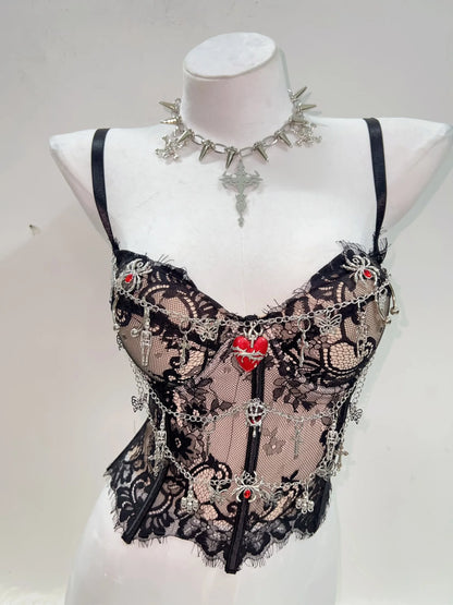 Gothic Y2K Lace Crop Tank