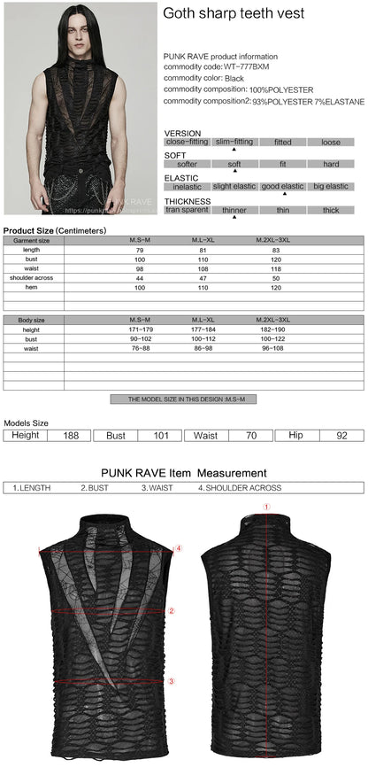 Sharp Tooth Asymmetric Vest for Men