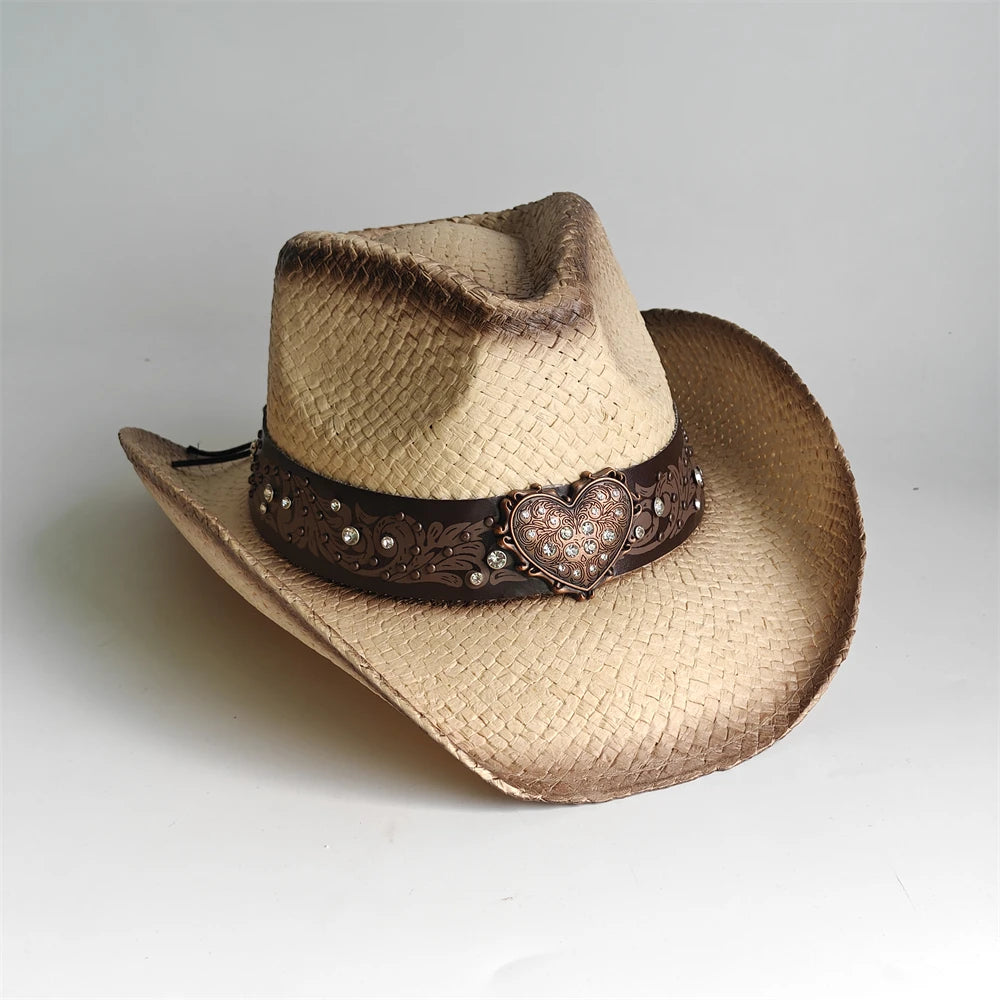 Western Cowboy Hat — Unisex Straw Wide Brim