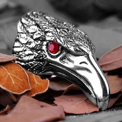 Stainless Steel Man Men Rings Crow