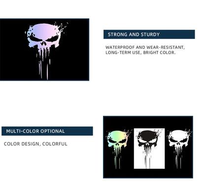 Reflective Skull Decal - Waterproof Motorcycle Accessory