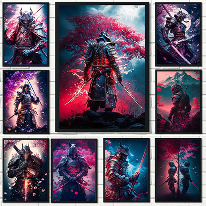 Japanese Samurai Sword 5D Diamond Painting Sakura Landscapes