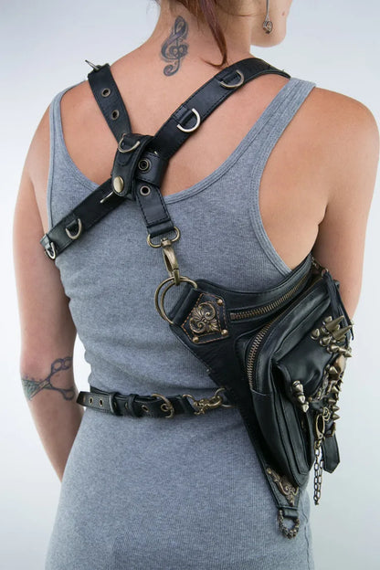 Women's Fanny Pack Steam Punk Waist Leg Hip Belt Messenger