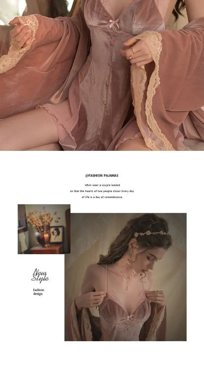 Mystic Moonlace Velvet Pajamas for Enchanted Nights