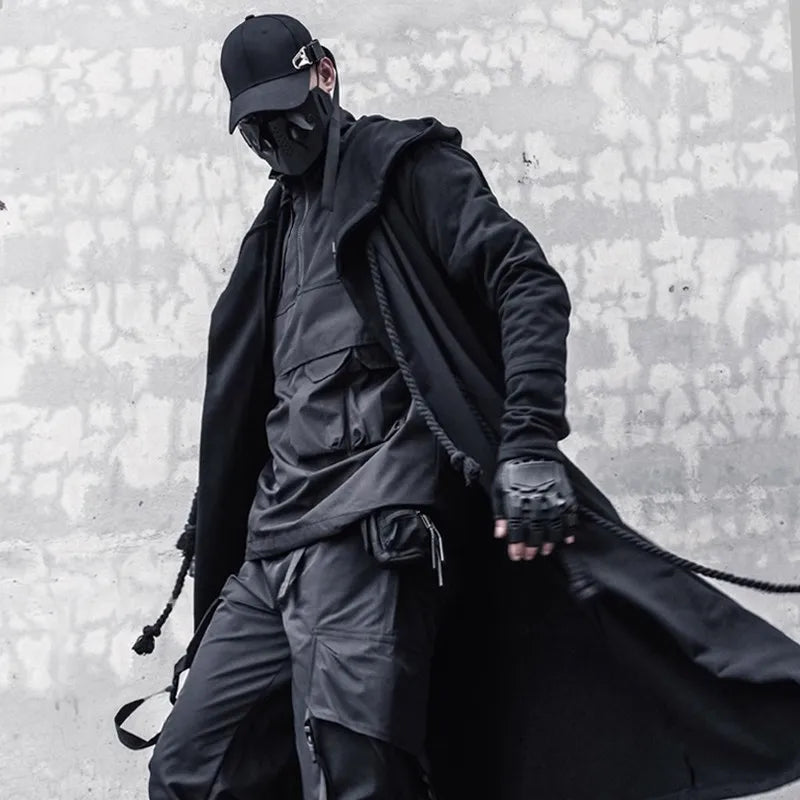 Black Hooded Wizard Trench Coat