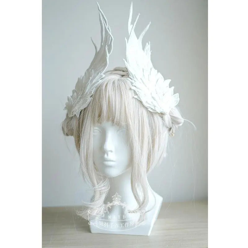 Lolita Headwear Angel Wings Feather Black White