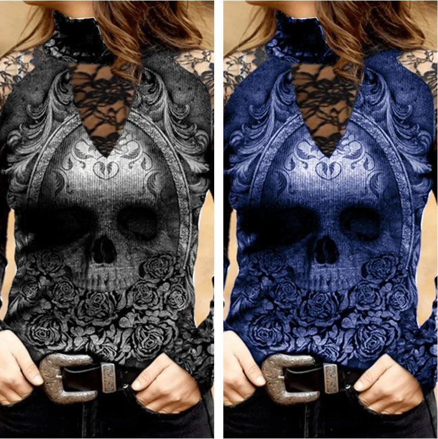 T-Shirt Gothic Hollow Long Sleeve