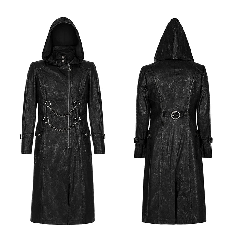 Hooded Stand Collar Printing Coat Metal Chains