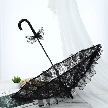 Ladies Umbrella Clear Wedding Gothic Black Dress