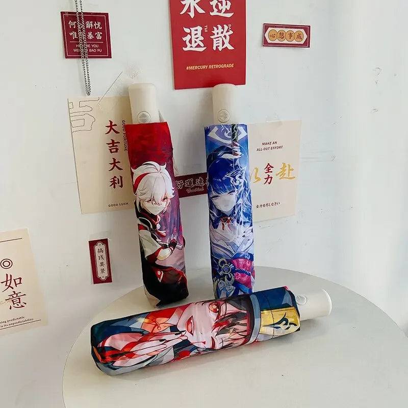 Genshin Impact Anime 3-Fold Umbrella - Raiden Style