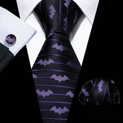 Barry.Wang Purple Silk Bat Tie For Men