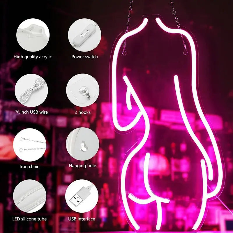 Female Body neon light sign for Bedroom bathroom decor