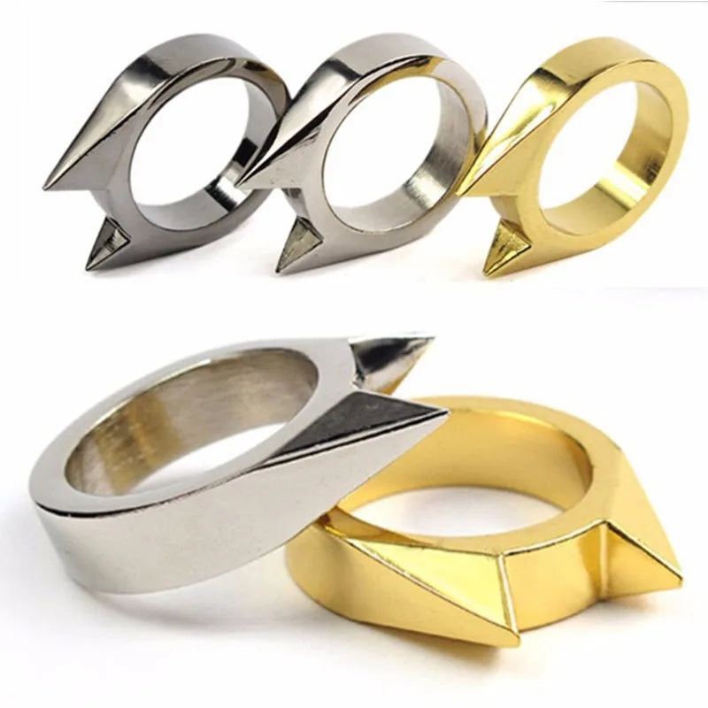 Women Self-Defense Metal Ring Man Multifunctional Safe Finger Rings Jewelry Cat Ear Shape Broken Window Attack Ring Girl Gifts