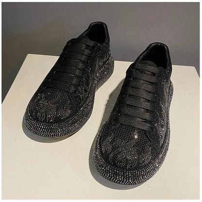 New Luxury Charming Men Showy Rhinestone Casual High Top Shoes Flats Male Designer Prom Sneakers Loafers Shoes Zapatos Hombre