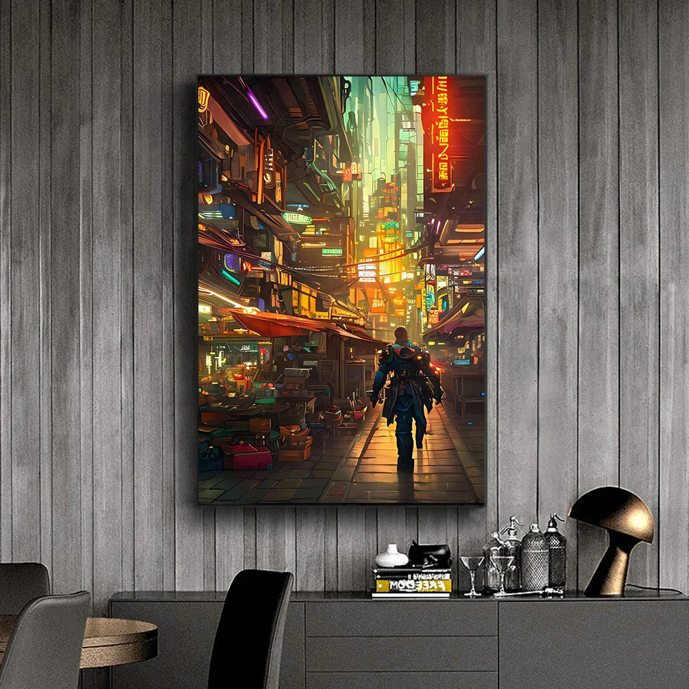 Cyberpunk Tone Landscape Poster