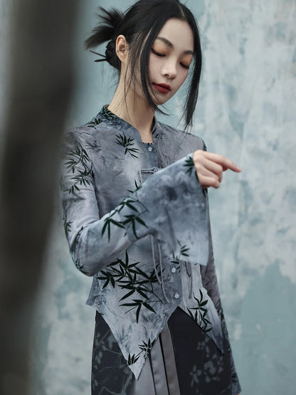 UMI MAO Bamboo Leaf Tie-Dye Spring Shirt
