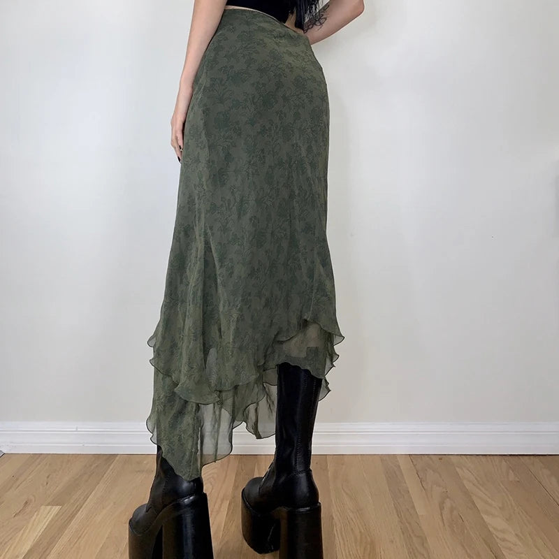 Midi Skirt Summer High Waist