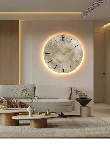 Celestial Sandstone Moon Clock & Light Decor