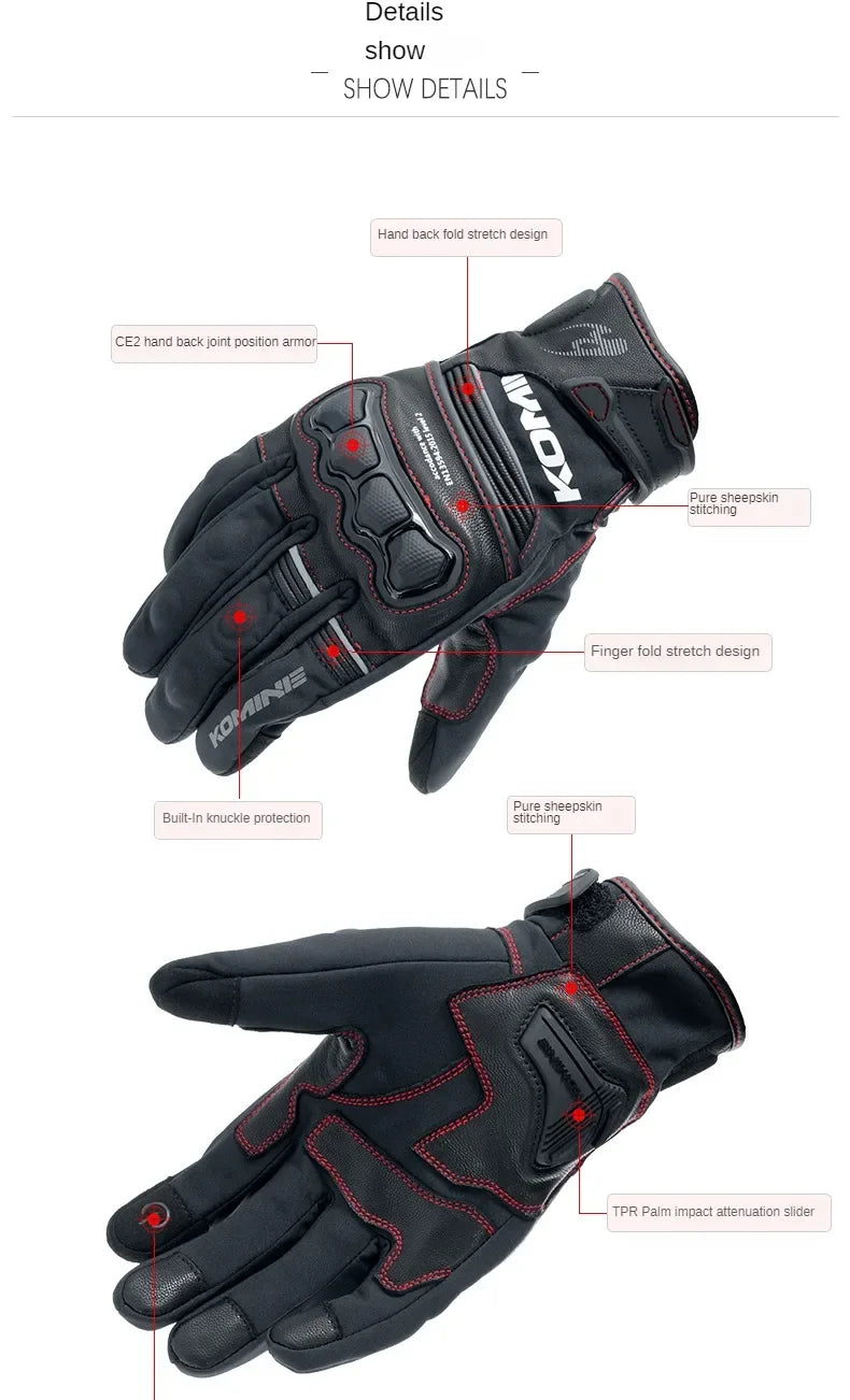Komine GK-856 Sheepskin CE2 Motorcycle Gloves
