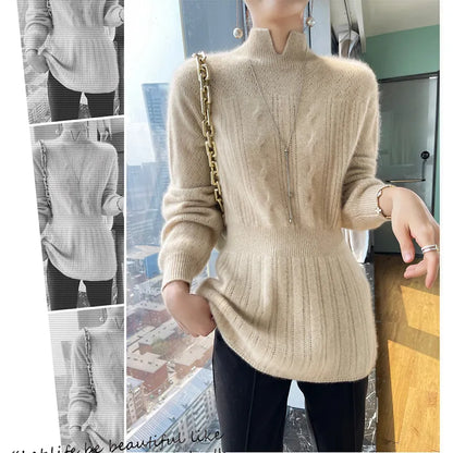 Knitted Dress 100% Cashmere Long Sweater Skirt