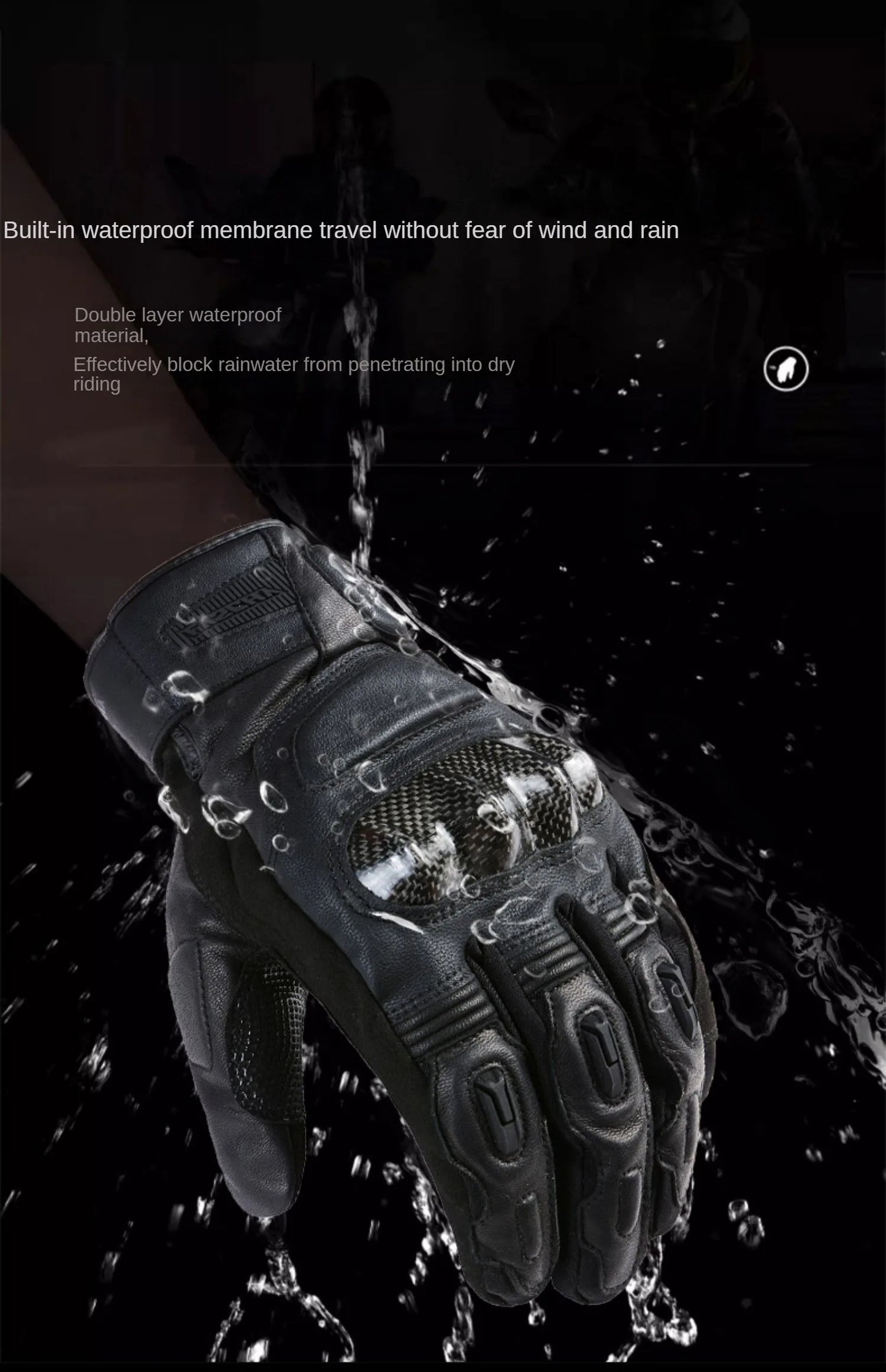LYSCHY Winter Waterproof Leather Motorcycle Gloves