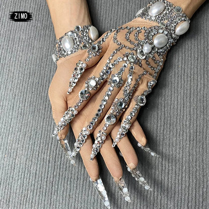 fashion gloves crystal designer rhinestone diamond