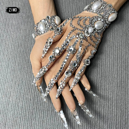 fashion gloves crystal designer rhinestone diamond