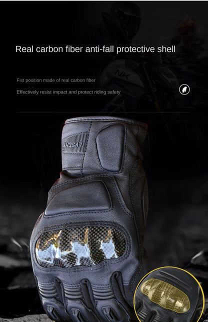 LYSCHY Winter Waterproof Leather Motorcycle Gloves