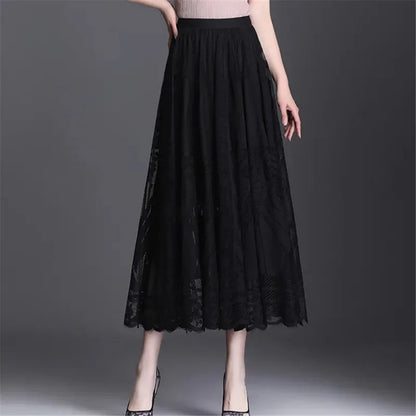 Black Lace Ruffles Tulle Skirt