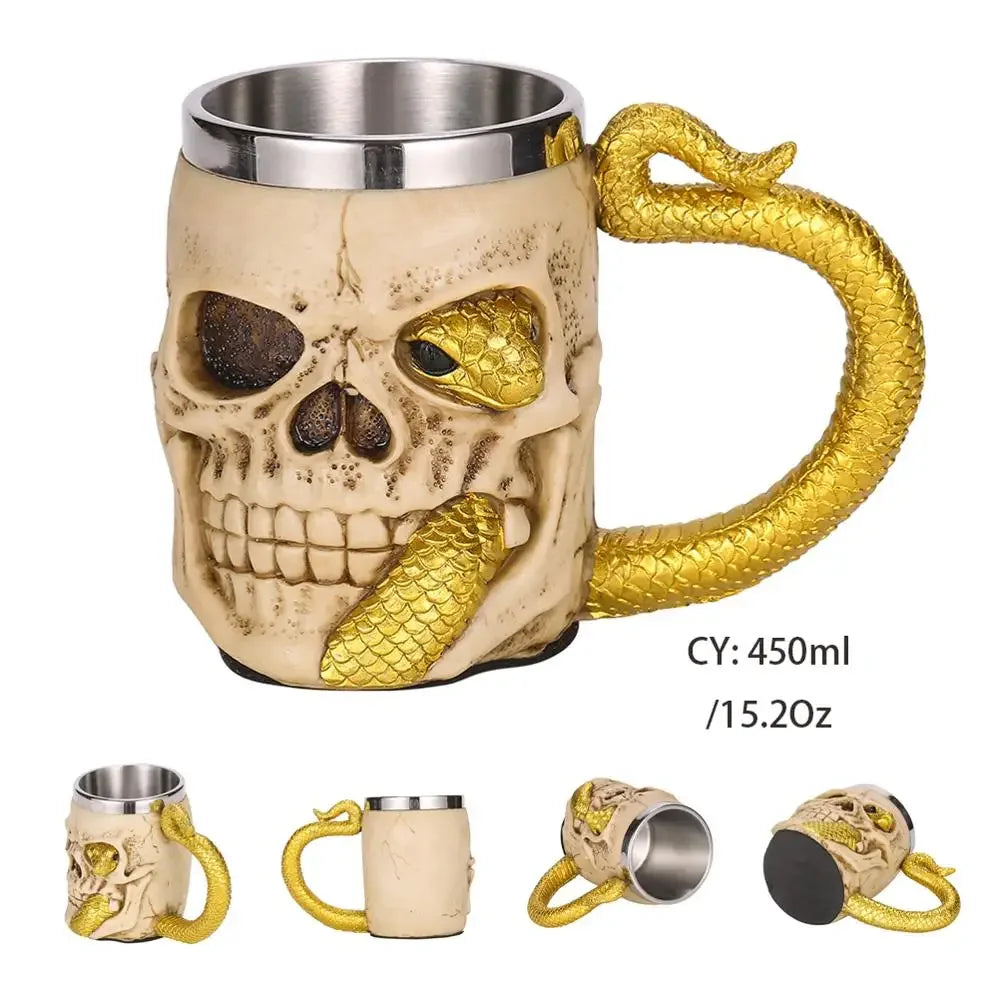 Medieval Dragon Resin Stainless Steel Mug 600ml Retro