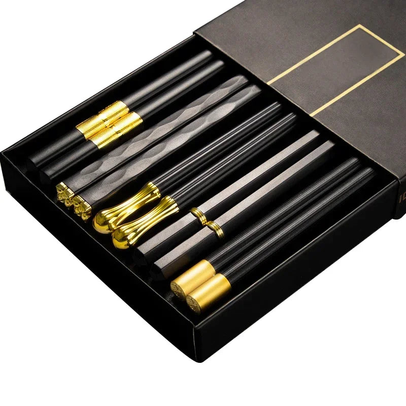 Japanese Non-Slip Chopsticks — 5 Pairs Metal