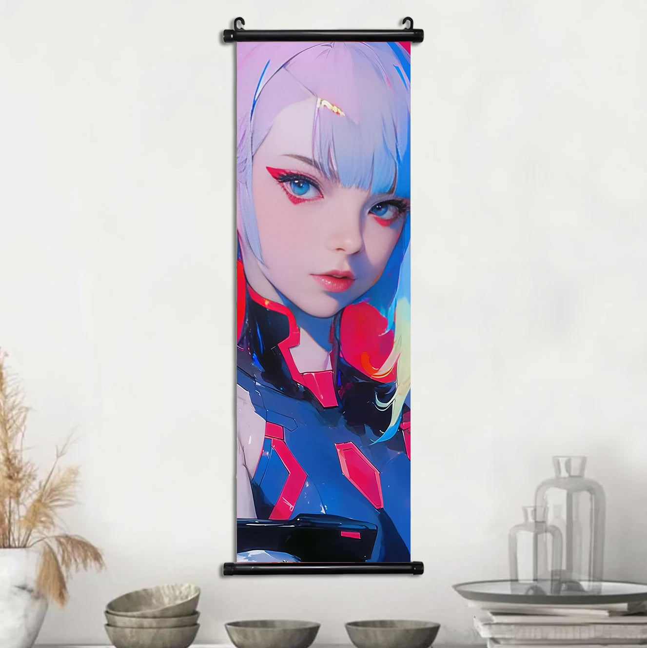 Cyber Rebecca Scroll Canvas: Futuristic Wall Art