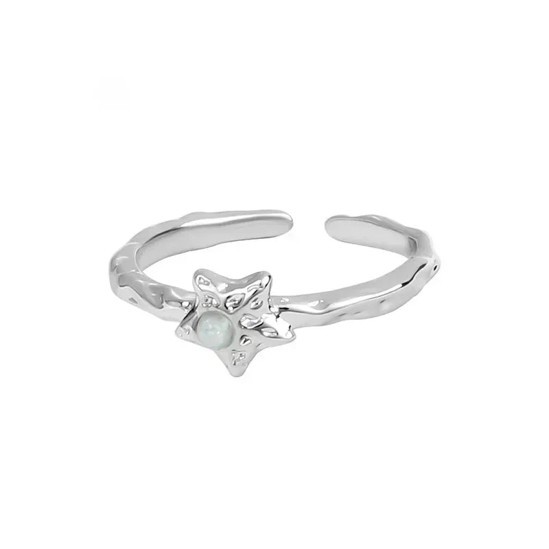 Celestial Trio: Sun, Moon & Stars Textured Ring