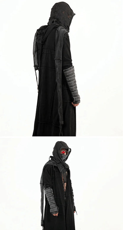Gothic Vintage Distressed Hooded Cape Windbreaker