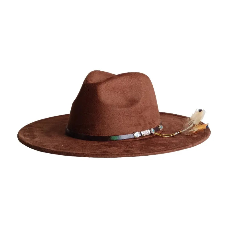 Wide Brim Suede Fedora — 36 Colors