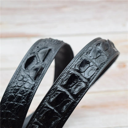 Real Crocodile Genuine Leather Belt Men Black Designer Belts for Men 3.4CM Width Male Strap 100-125CM Luxurious Trouser Belt