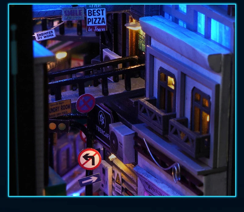 Cyberpunk DIY Book Nook Model Kit for Creative Room