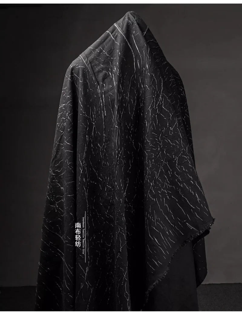 Eco Pleat: Black Nylon-Rayon Fabric for Design Creations