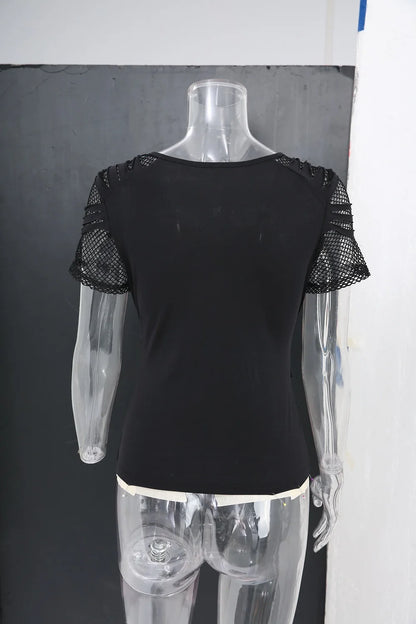 Gothic Plus-Size Fishnet Zipper Top for Summer Fun
