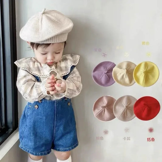 Autumn Winter Cute Baby Berets Wool Knitting