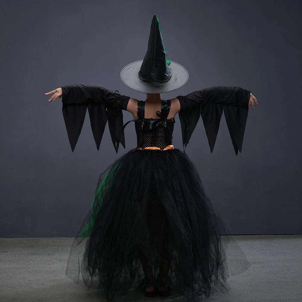 Fairytale Green Witch Dress with Hat Broom