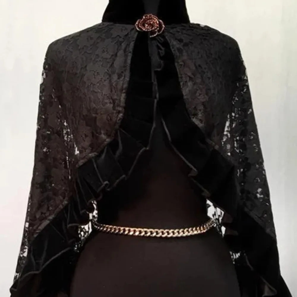 Reotro Goth New Designed Women Shawl Long Black Round Neck