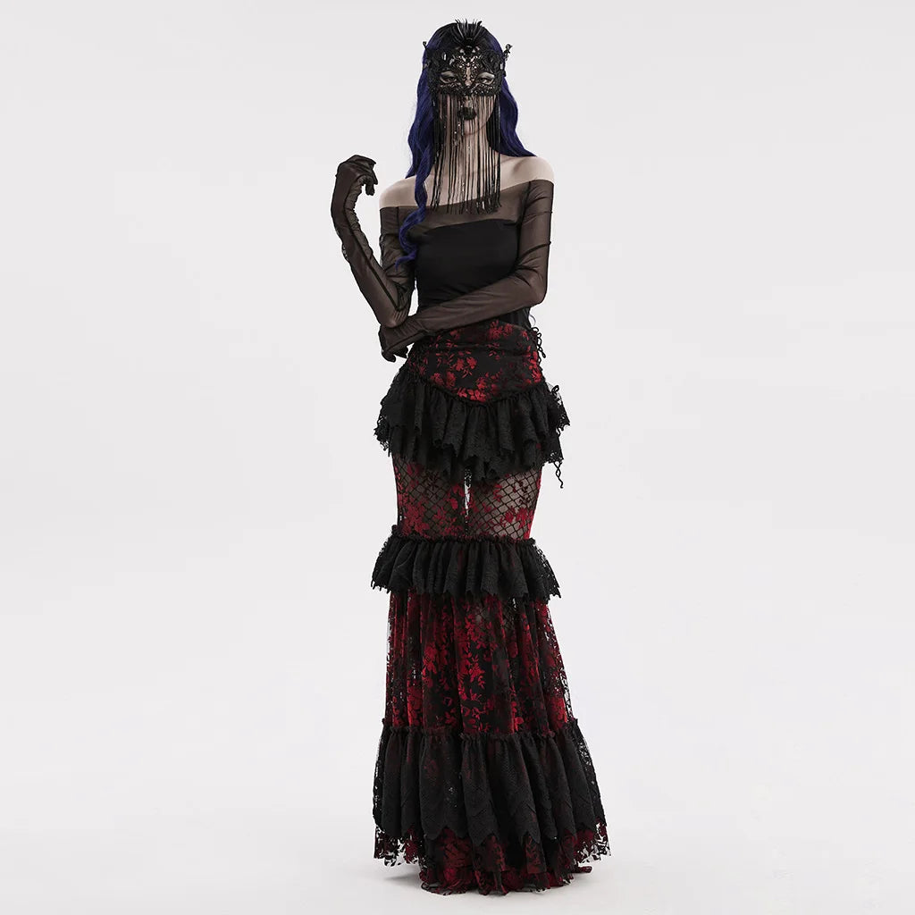 Gothic Fringed Lace Coffin Eye Mask