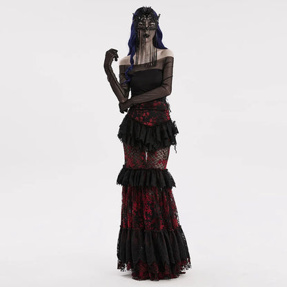 Gothic Fringed Lace Coffin Eye Mask