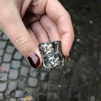 Vintage Silver Plated Wolf Rings