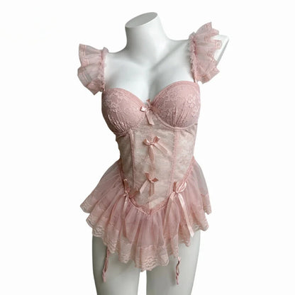 Velvet Lace Corset & Panty Set - Pure Desire
