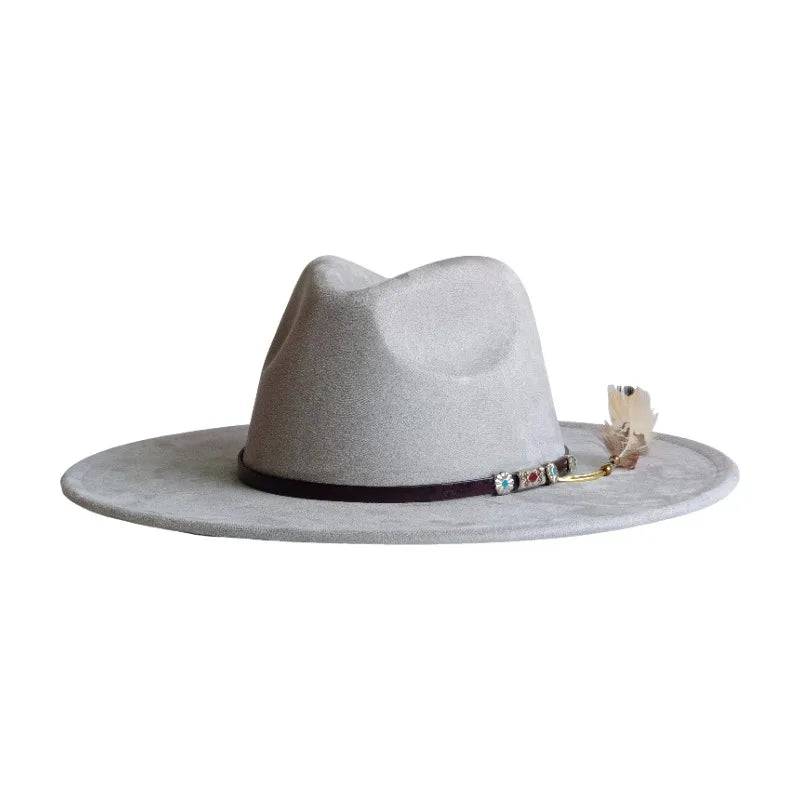 Wide Brim Suede Fedora — 36 Colors