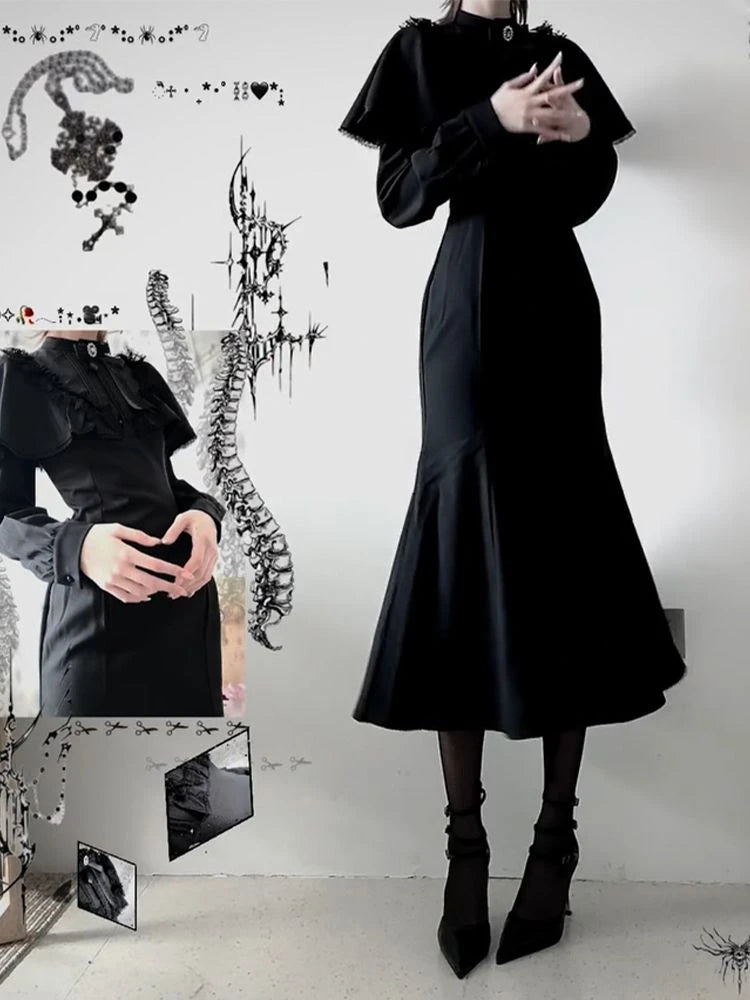 Gothic Lace Bow Dress — Y2K Streetwear