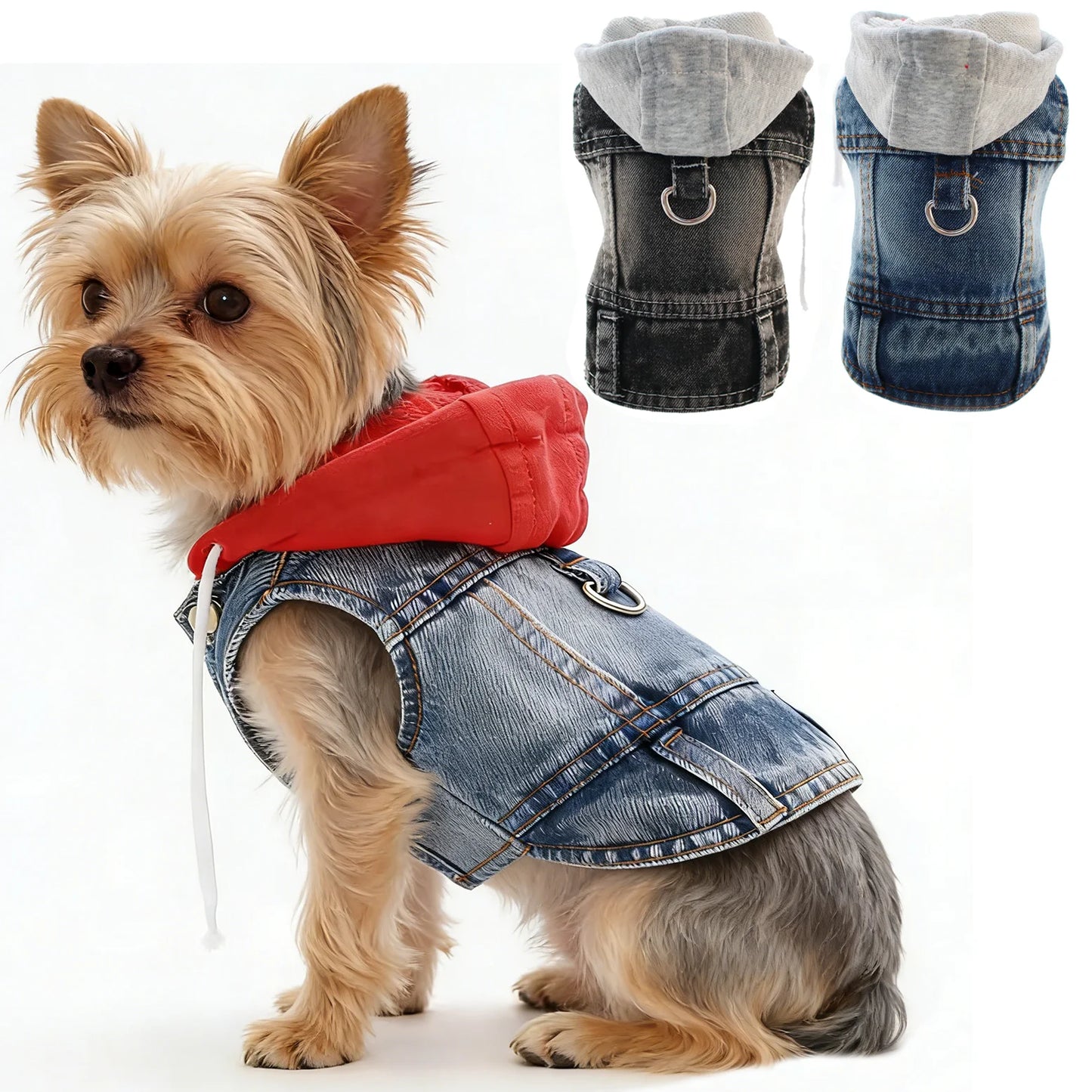 Dog Denim Jacket — Hoodie Harness Coat