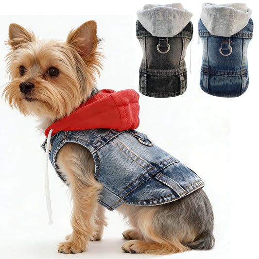 Dog Denim Jacket — Hoodie Harness Coat